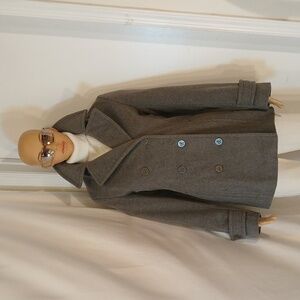 NWOT LANDS' END Gray Wool & Cashmere Blend Double-Breasted Pea Coat/Jacket